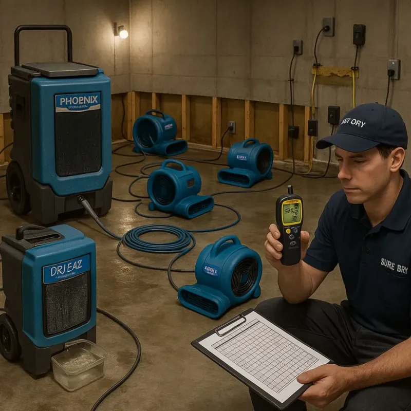 Structural Drying and Dehumidification process in Fifth Street, TX